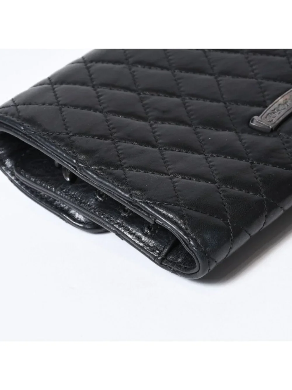 Chrome Hearts Quilted Leather Wallet BS Flare Lambskin Black